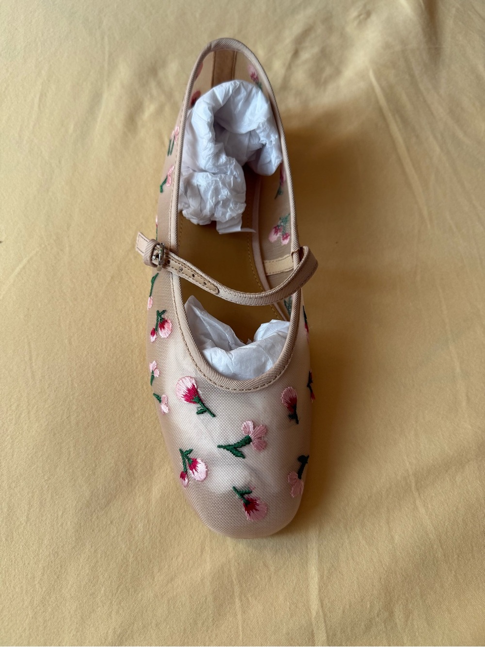 J. Crew Pink Embroidered Floral Mary Jane Flats - Picture 3 of 6